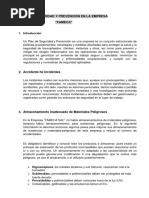 PLAN DE SEGURIDAD Y PREVENCIÓN EN LA EMPRESA Entregable 1