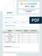 Examen Trimestra Sexto Grado BLOQUE1 2019 2020