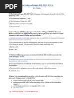 Code On Wages 2019 MCQ