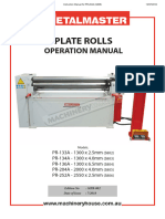 Metalmaster PR-133A 134A 136A 204A 252A Plate Rolls Operation Manual EN