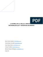 La Química de La Célula. Principales Macromoléculas y Obtención de Energía