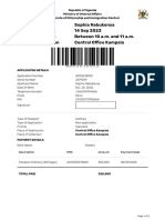 Applicant Sophia Nabukenya Appointment Date 14 Sep 2023 Appointment Time Between 10 A.M. and 11 A.M. Place of Submission Central O Ce Kampala