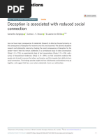 Deception Is Associated With Reduced Social Connection: Article