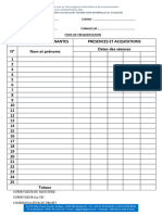 Fiche de Frequentation Projet Techno Agri-Women