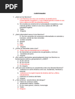 Cuestionario de Flavivirus y Togavirus