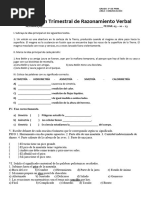 Evaluación Trimestral de Razonamiento Verbal 5 Primaria