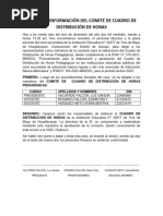 Acta de Conformación Del Comité de Cuadro de Distribución de Horas