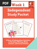 4th Grade Independent Study Packet Week 1