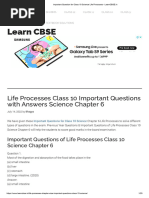 Important Question For Class 10 Science Life Processes - LearnCBSE - in