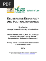 Deliberative Democracy and Political Ignorance