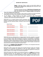 Bank Account Opening - Sec. Certificate For ONE Authorized Person