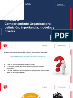 Sesión 01: Comportamiento Organizacional: Definición, Importancia, Modelos y Niveles