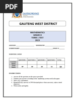 GW Grade 8 Mathematics Test Term 1 2