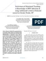 Assess The Effectiveness of Structured Teaching Programme On Knowledge of HPV Infection & Vaccination Among Adolescent's Girls at Selected School in Greater Noida, UP