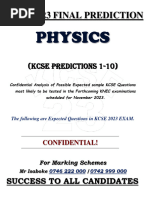 Kcse Physics Final Prediction 2023