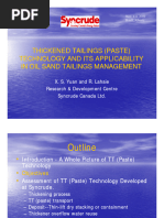 4 - Thickened Tailings Paste Technology and Its Applicability in Oil Sands Tailings Management - Yuan and Lahaie