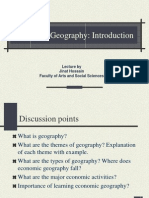 Economic Geography: Introduction: Lecture by Jinat Hossain Faculty of Arts and Social Sciences