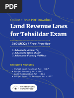 Land Revenue Laws For Tehsildar Exam MCQs - Answer - 23