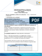 Guía de Activiades y Rúbrica de Evaluación - Unidad 2 - Tarea 2 - Optimización e Integración