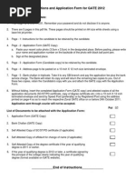 Instructions and Application Form For GATE 2012