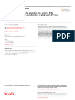 Géographies Tranquilles Du Quotidien. Une Analyse de La Contribution Des Sciences Sociales Et de La Géographie À L'étude Des Pratiques Spatiales