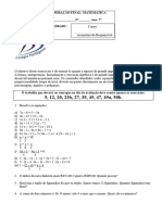 Exercícios de Recuperação Final-Matemática Nome: - # - Ano: 7 Data: - / - / - Professora. Sérgio: Nota