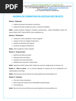 AGENDA DE FORMATION EN GESTION DES PROJETS - Cabinet GLOBHEART CAMEROON SARL