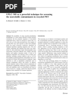 Uplc - MS As A Powerful Technique For Screening The Nonvolatile Contaminants in Recycled PET