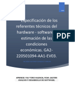 Especificación de Los Referentes Técnicos Del Hardware - Software y Estimación de Las Condiciones Económicas. GA2-220501094-AA1-EV03