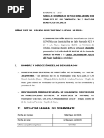 Modelo de Demanda de Reposicion Laboral Por Invalidez de Los Contratos Cas y Pago de Beneficios Sociales