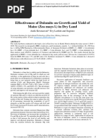 Effectiveness of Dolomite On Growth and Yield of Maize (Zea Mays L.) in Dry Land