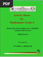 Mathematics Grade 4 - Activity Sheets - Read and Write Numbers