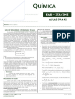 Aulas 39 A 42. Cinética Química - Leis de Velocidade e Equações Integradas