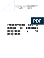 Procedimiento de Manejo de Desechos Peligrosos y No Peligrosos