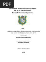 Oferta y Demanda de Agua de Riego de Los Usuarios Del Canal Mariño de Abancay