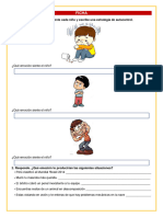 Ficha: 1. Identifica La Emoción Que Siente Cada Niño y Escribe Una Estrategia de Autocontrol