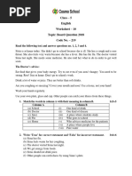 Class - 5, English, Worksheet-10