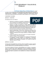 Reglamento de Seguridad y Salud en El Trabajo Yjj Sac