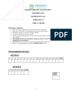 Mathematics Form 2 - Question Paper