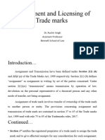 Assignment and Licensing of Trade Marks