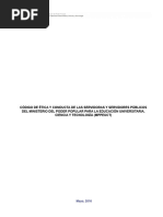 Código de Ética y Conducta de Las Servidoras y Servidores Públicos Del Ministerio Del Poder Popular para La Educación Universitaria