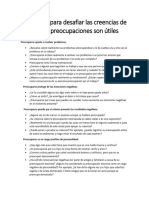 Preguntas para Desafiar Las Creencias de Que Las Preocupaciones Son Útiles