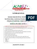 Soal Grand Final Inggris Level 3