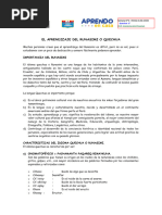 El Aprendizaje Del Runasimi o Quechua 5º