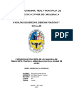 Perfil - Propuesta de Proyecto de Ley Municipal de Transporte, Tránsito y Vialidad