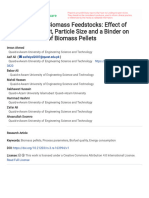 Pelletization of Biomass Feedstocks Effect of Mois