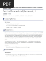 Practical Research in Cybersecurity I CSSS 6000 F2 2019