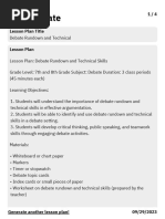 Lesson Plan - Debate Rundown and Technical