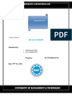 Corporate & Businsess Law: Assignment # 1