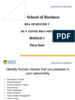 Amity School of Business: Bba Semester V Bs V (GDTB) Bba+Mba Module-1 Parul Goel